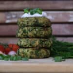 zucchini fritters stack with yoghurt