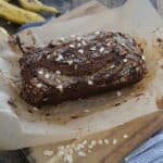banana bread in brown baking paper