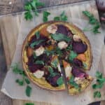 vegan tofu quiche with beetroot and pumpkin