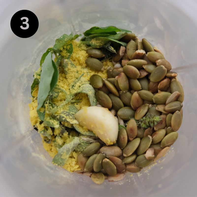 Pepita pesto ingredients before blending